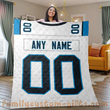Custom Premium Quilt Blanket Carolina Jersey American Football Personalized Quilt Gifts for Her & Him